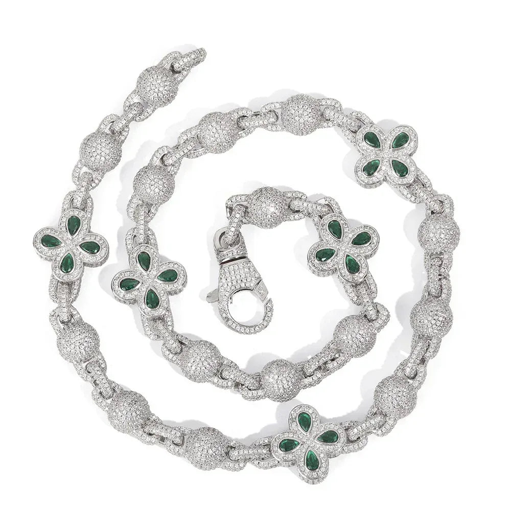 Full CZ Buckle Bead Chain Necklace – Custom Hip Hop Jewelry, Trendy Gemstone Pendant for Men | Caratix Jewelry - CaratixJewelry