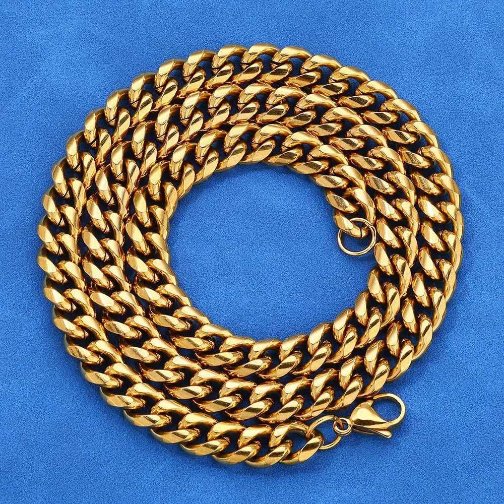 Lobster Clasp Stainless Steel Cuban Link Necklace Hip Hop Bling for Men & Women | Caratix Jewelry - CaratixJewelry