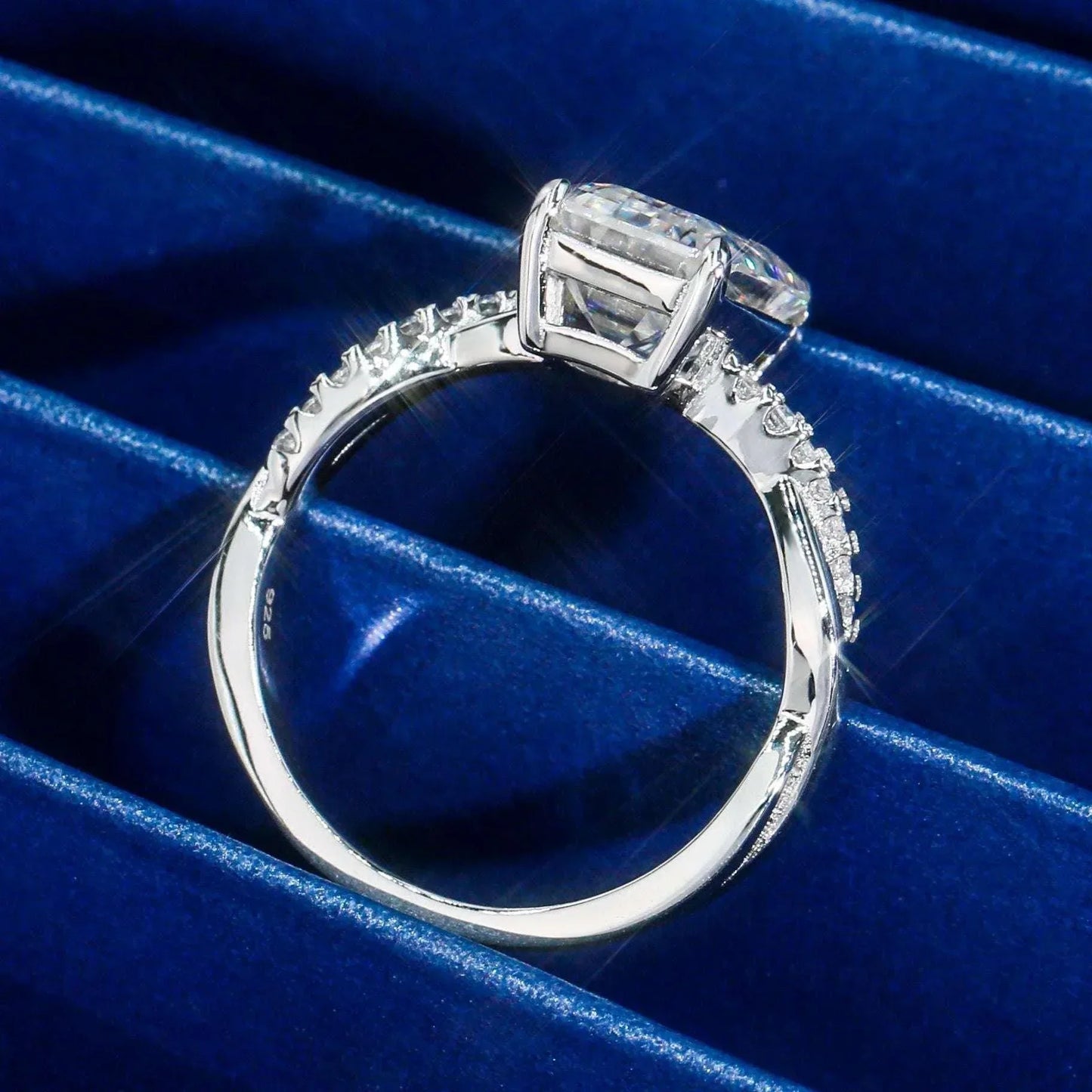 4ct Emerald-Cut Moissanite Ring | S925 Silver Luxury Women’s Engagement Jewelry - CaratixJewelry