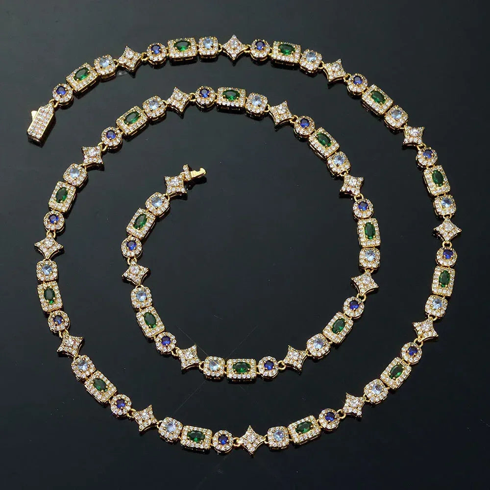 6mm Geometric Color Zircon Hip Hop Necklace Rapper Iced Out Chain Style | Caratix Jewelry - CaratixJewelry