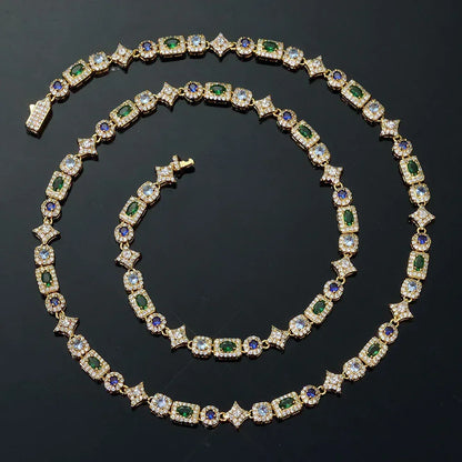 6mm Geometric Color Zircon Hip Hop Necklace Rapper Iced Out Chain Style | Caratix Jewelry - CaratixJewelry