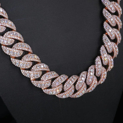 22mm Iced Out Bubble Cuban Chain Necklace Zircon - CaratixJewelry