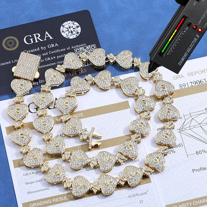 15mm Moissanite Money Bag Cuban Link Chain for Men – S925 Sterling Silver Custom Luxury Hip Hop Necklace - CaratixJewelry