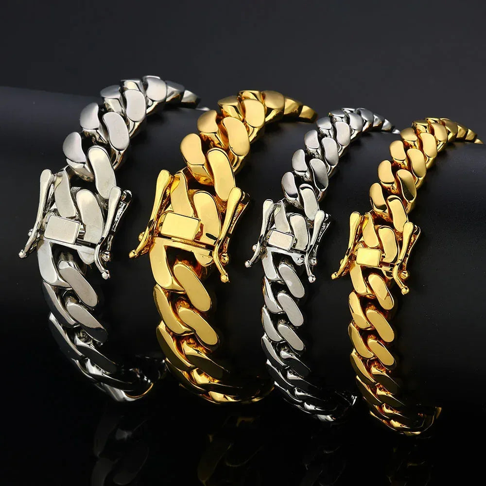 Polished Cuban Bracelet Rapper Iced Out Chain Style Hip Hop Jewelry for Men | Caratix Jewelry - CaratixJewelry