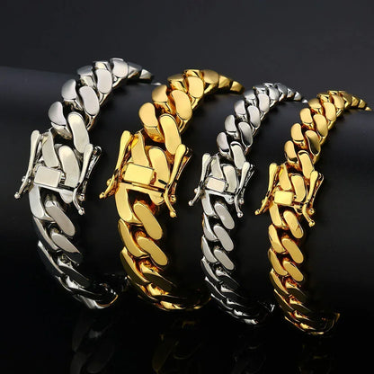 Polished Cuban Bracelet Rapper Iced Out Chain Style Hip Hop Jewelry for Men | Caratix Jewelry - CaratixJewelry