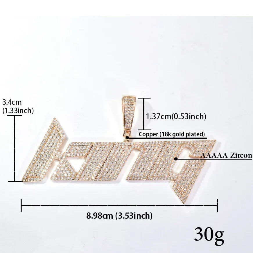 Blade Letter Pendant Necklace | Iced Out CZ DIY Number & Initial Hip Hop Jewelry - CaratixJewelry