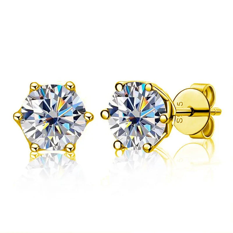 Classic 6-Prong Moissanite Magnetic Earrings - 925 Silver | Caratix