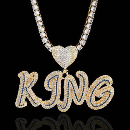 Creative Heart Lock and Calligraphy Letter Pendant Necklace with Micro-Pave Zircon for Men | Caratix Jewelry - CaratixJewelry