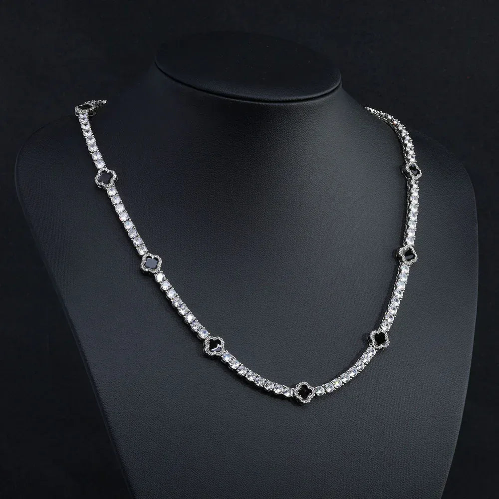4mm Clover-Shaped Tennis Chain Necklace with Zircon Hip Hop Jewelry for Men | Caratix Jewelry - CaratixJewelry