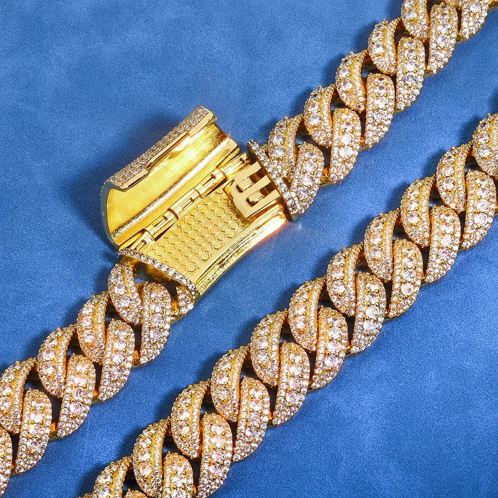 22mm Bubble Moissanite Cuban Link Chain – Custom S925 Sterling Silver Iced-Out Hip Hop Men’s Luxury Streetwear Necklace - CaratixJewelry