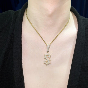 Spiked Iced Out Letter Pendant | CZ Hip Hop Bold Initial Streetwear Necklace - CaratixJewelry