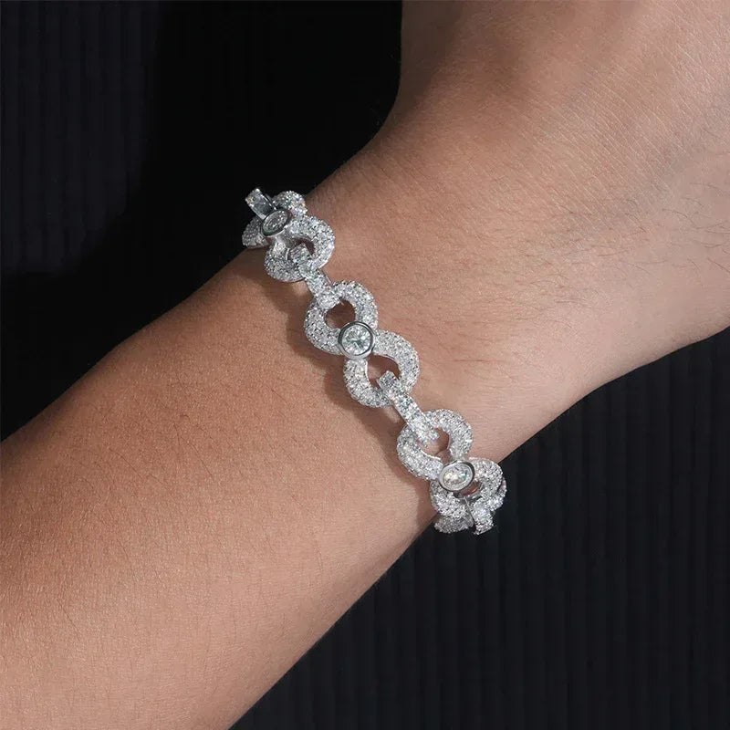 13mm Moissanite Figure-Eight Cuban Link | S925 Silver Hip Hop Jewelry - CaratixJewelry