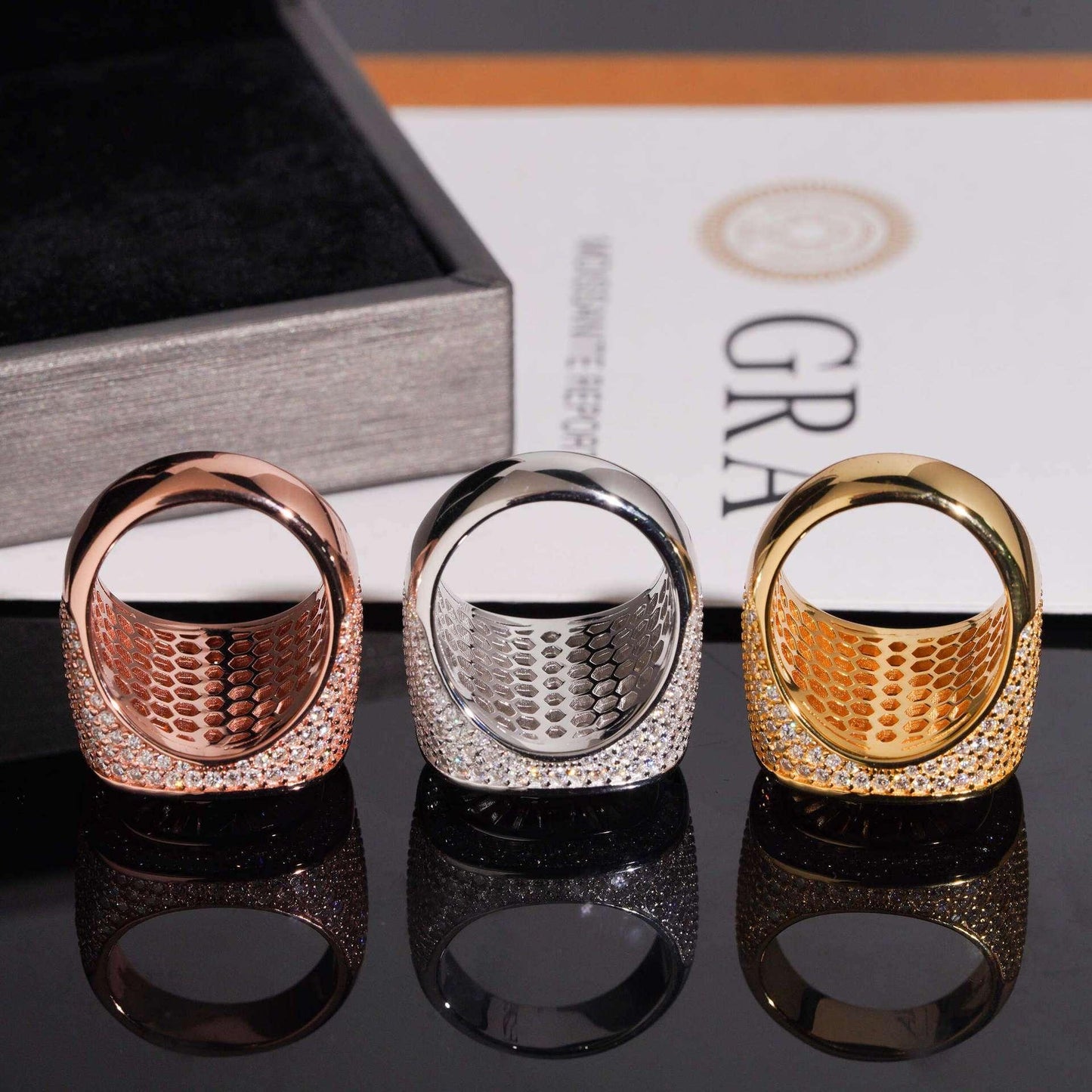 Step-Cut Moissanite Men’s Ring | S925 Silver Cool Luxury Hip Hop Jewelry - CaratixJewelry
