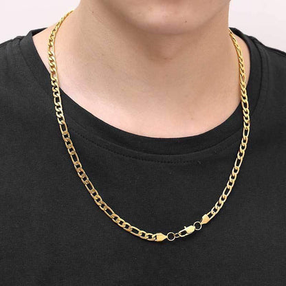 Custom Stainless Steel Figaro Chain Necklace with Box Clasp for Men | Caratix Jewelry - CaratixJewelry