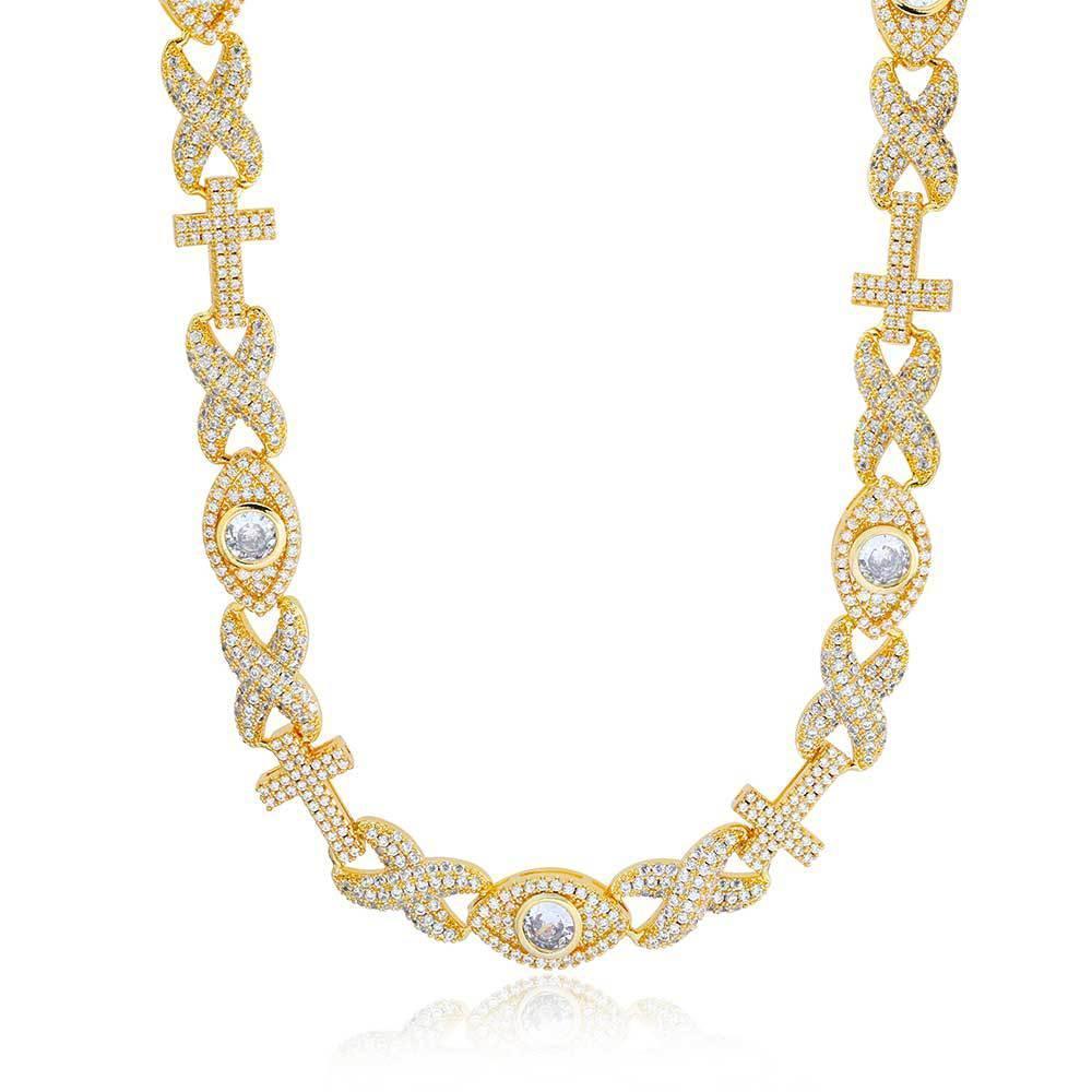 Custom Evil Eye Infinity Cross Necklace | Gold Chain Style for Rapper | Caratix - CaratixJewelry