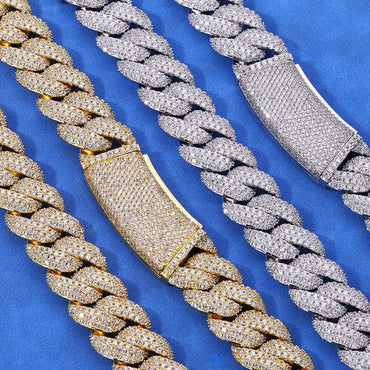18mm Triple Row Bubble Cuban Link Zircon Necklace Hip Hop Jewelry Gold Chain Rapper Style for Men | Caratix Jewelry - CaratixJewelry
