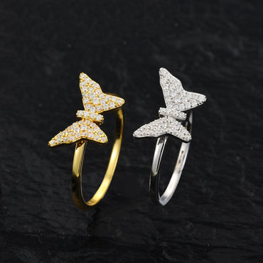 Iced Out Moissanite Butterfly Flower Ring S925 | Caratix