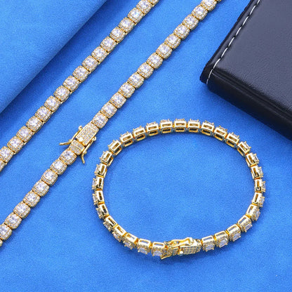 5mm Iced Out Sugar Link Zircon Necklace & Bracelet Hip Hop Jewelry | Caratix - CaratixJewelry