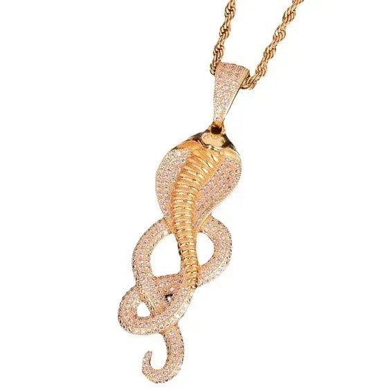 Men's Cobra Snake Necklace | Premium Copper CZ Green Eye Viper Caratix - CaratixJewelry