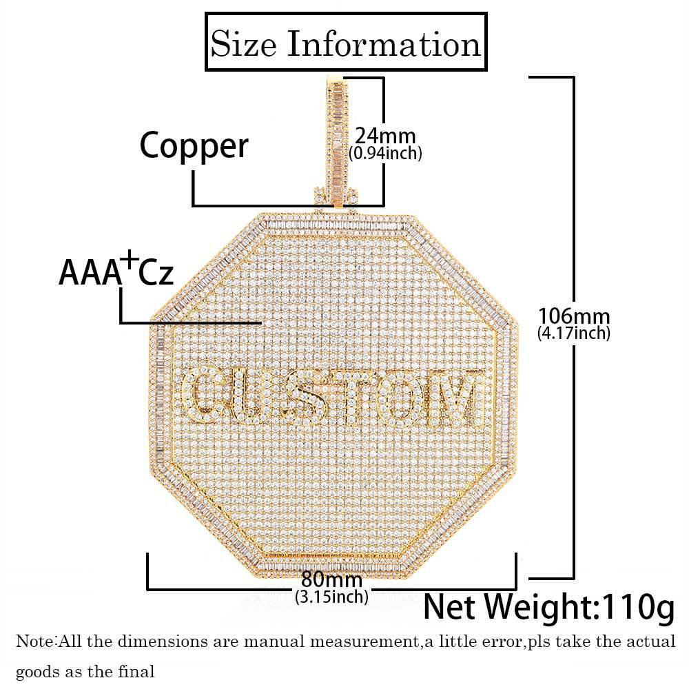 Octagon-Shaped Letter Pendant Necklace with Zircon Stones and Detailing for Men | Caratix Jewelry - CaratixJewelry