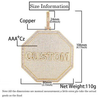 Octagon-Shaped Letter Pendant Necklace with Zircon Stones and Detailing for Men | Caratix Jewelry - CaratixJewelry