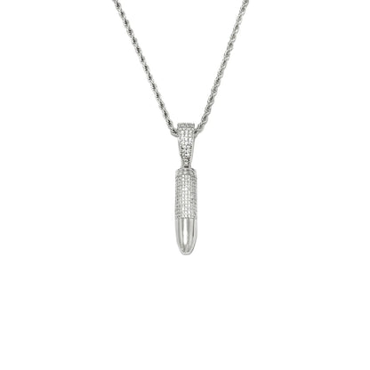 Iced Out Geometric Capsule Pendant | Women's Utilitarian "Urban Armor" Necklace | Premium Copper CZ Cylinder Charm | Cyber Y2K & Techwear Jewelry | Caratix - CaratixJewelry