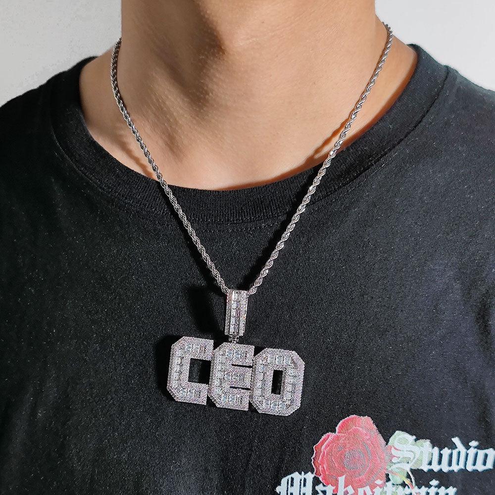 Custom T-Shaped Zircon Letter Pendant Necklace with DIY Design for Men | Caratix Jewelry - CaratixJewelry