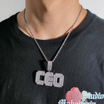 Custom T-Shaped Zircon Letter Pendant Necklace with DIY Design for Men | Caratix Jewelry - CaratixJewelry