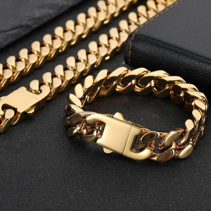 Stainless Steel Titanium Four-Side Polished Cuban Link Hip Hop Necklace for Men | Caratix Jewelry - CaratixJewelry