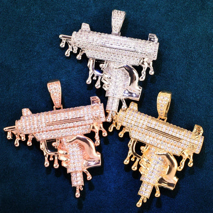 Hip Hop Rapper Style Pendant | CZ Iced Out Men’s Street Dance Trend Necklace - CaratixJewelry