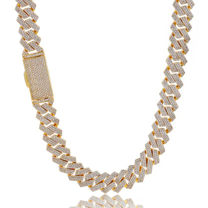 Custom 3 Row Rhombus Cuban Link Gold Chain for Rapper | Caratix - CaratixJewelry