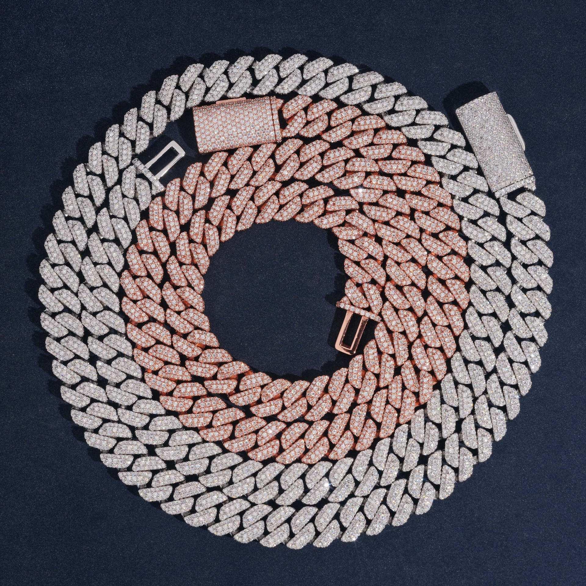 10mm Moissanite Crescent Cuban Link Necklace | S925 Silver Men’s Hip Hop Chain - CaratixJewelry