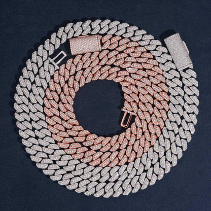 10mm Moissanite Crescent Cuban Link Necklace | S925 Silver Men’s Hip Hop Chain - CaratixJewelry