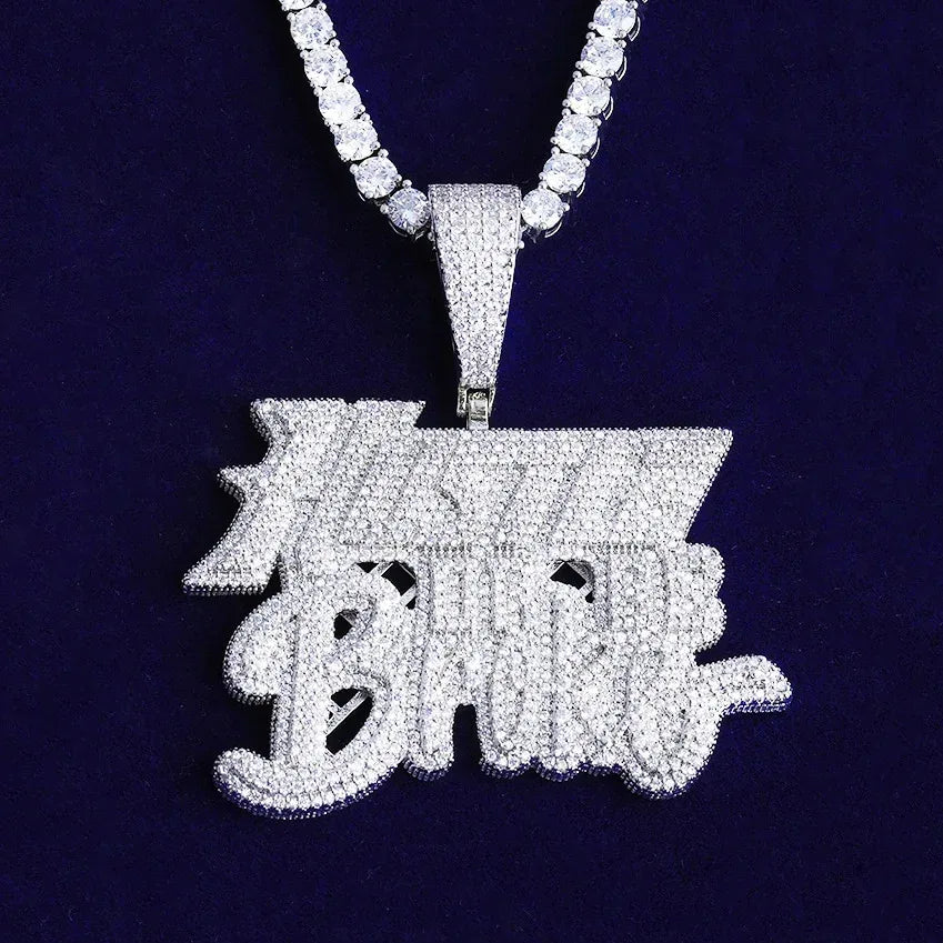 Iced Out "Hustle or Broke" Pendant | Men's Motivational Statement Necklace - CaratixJewelry