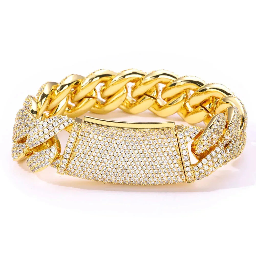 18mm Triple Row Bubble Iced Out Cuban Bracelet Hip Hop Jewelry | Caratix Jewelry - CaratixJewelry