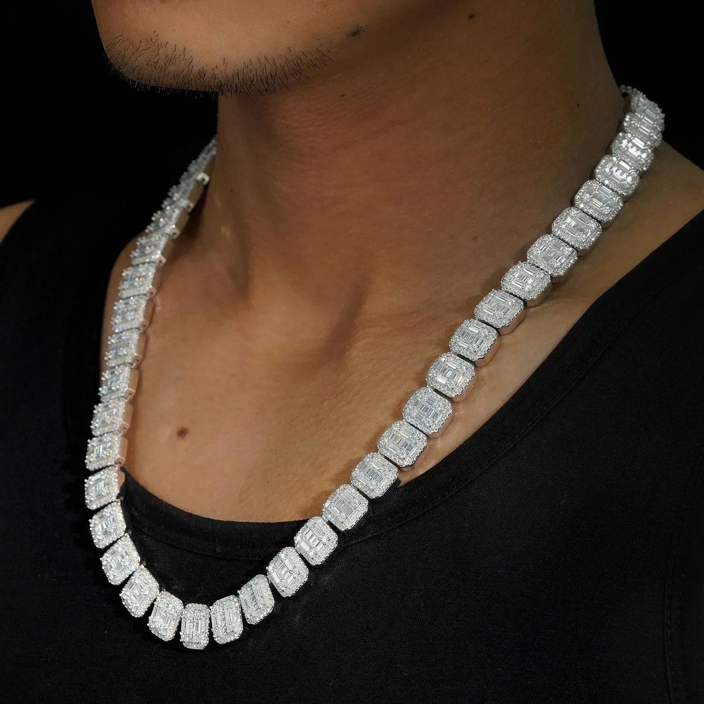 13mm D-Color Moissanite Cuban Link | S925 Silver Men’s Necklace - CaratixJewelry