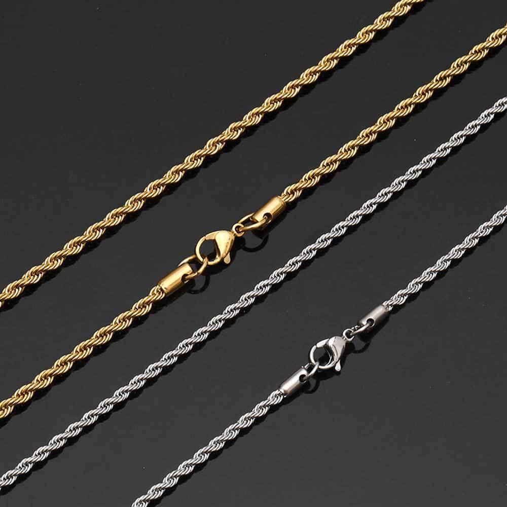 Rope Chain Necklace Titanium Gold Tone Hip Hop Jewelry | Caratix - CaratixJewelry