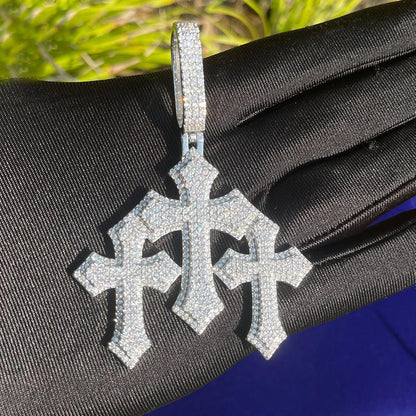 Luxury Oversized Iced Out Cross Pendant for Men | Large Hip Hop Pave CZ Necklace | Heavy Copper Zircon Statement Jewelry | Big Bling Cross | Caratix - CaratixJewelry