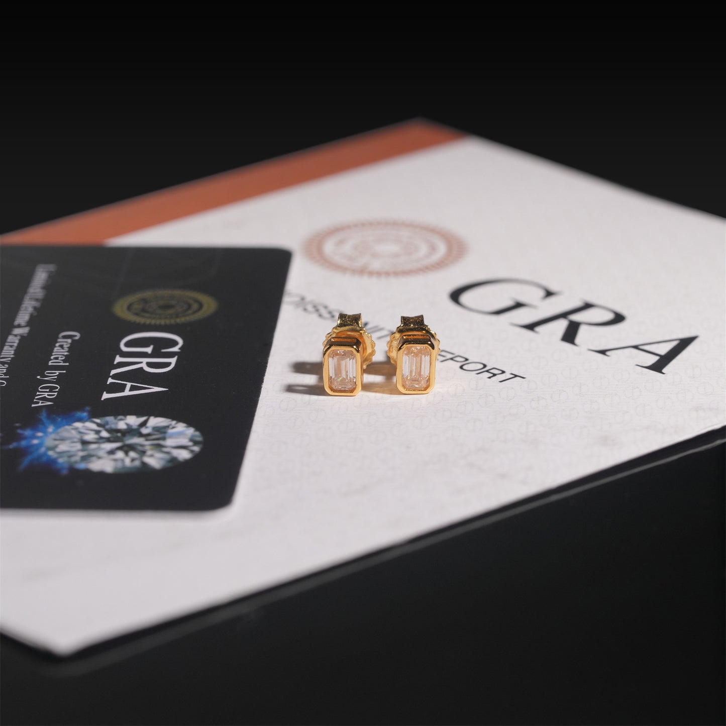 S925 Sterling Silver Emerald Cut Moissanite Stud Earrings | D VVS1 Step Cut | Caratix