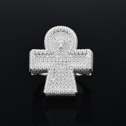 Iced Out Moissanite Ankh Cross Ring S925 Hip Hop | Caratix