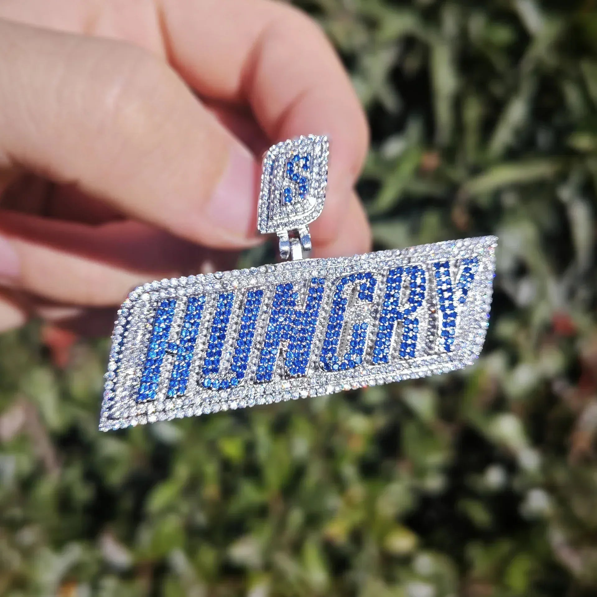 Huncry Letter Pendant Necklace | CZ Iced Out Hip Hop Streetwear Jewelry - CaratixJewelry