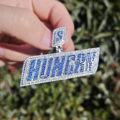 Huncry Letter Pendant Necklace | CZ Iced Out Hip Hop Streetwear Jewelry - CaratixJewelry