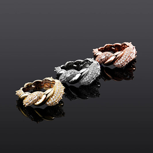 Twisted Rope Thorn Ring | Iced Out Micro-Pave Band | Caratix