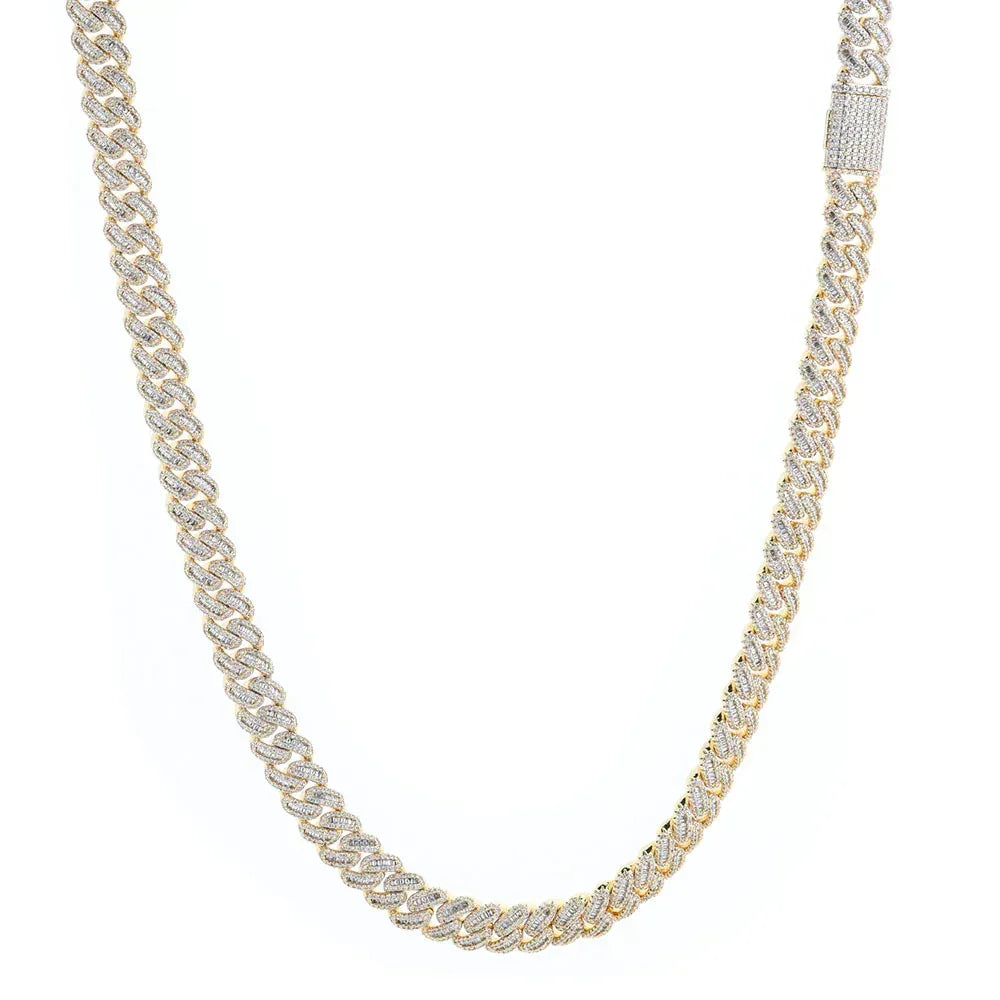 12mm Moissanite Cuban Link Chain for Men – S925 Sterling Silver Luxury Hip Hop Necklace - CaratixJewelry