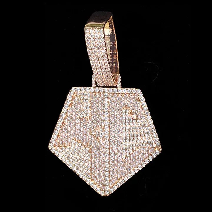 Iced Out "KC" Letters Pendant | Men's Initial / Kansas City Necklace - CaratixJewelry