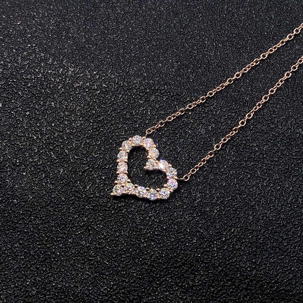 S925 Sterling Silver Heart Moissanite Necklace | D-Color Heart Cut Pendant | Caratix