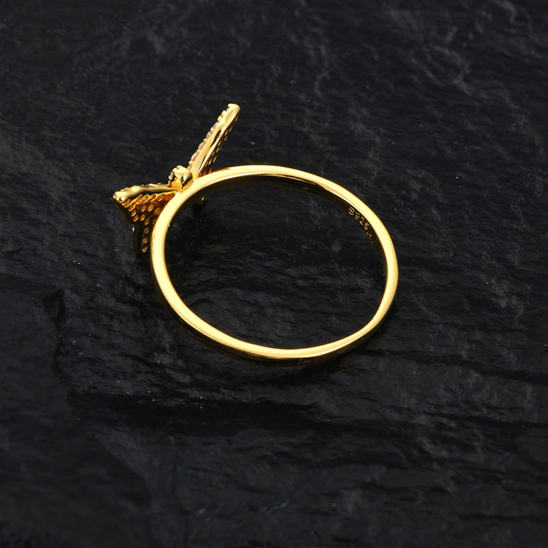 Iced Out Moissanite Butterfly Flower Ring S925 | Caratix