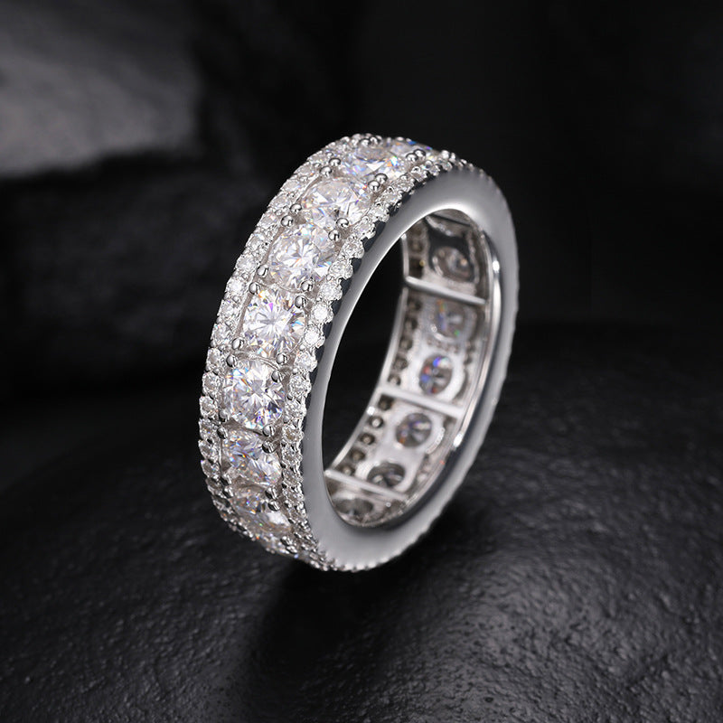 Unisex Moissanite Round Ring 925 Sterling Silver | Caratix