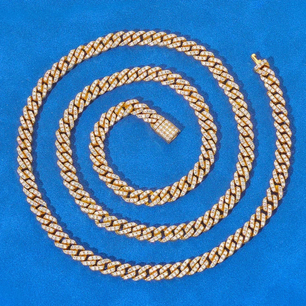 5mm Single-Row Moissanite Cuban Link Chain for Men – S925 Sterling Silver Luxury Hip Hop Necklace - CaratixJewelry