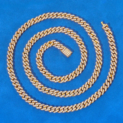 5mm Single-Row Moissanite Cuban Link Chain for Men – S925 Sterling Silver Luxury Hip Hop Necklace - CaratixJewelry